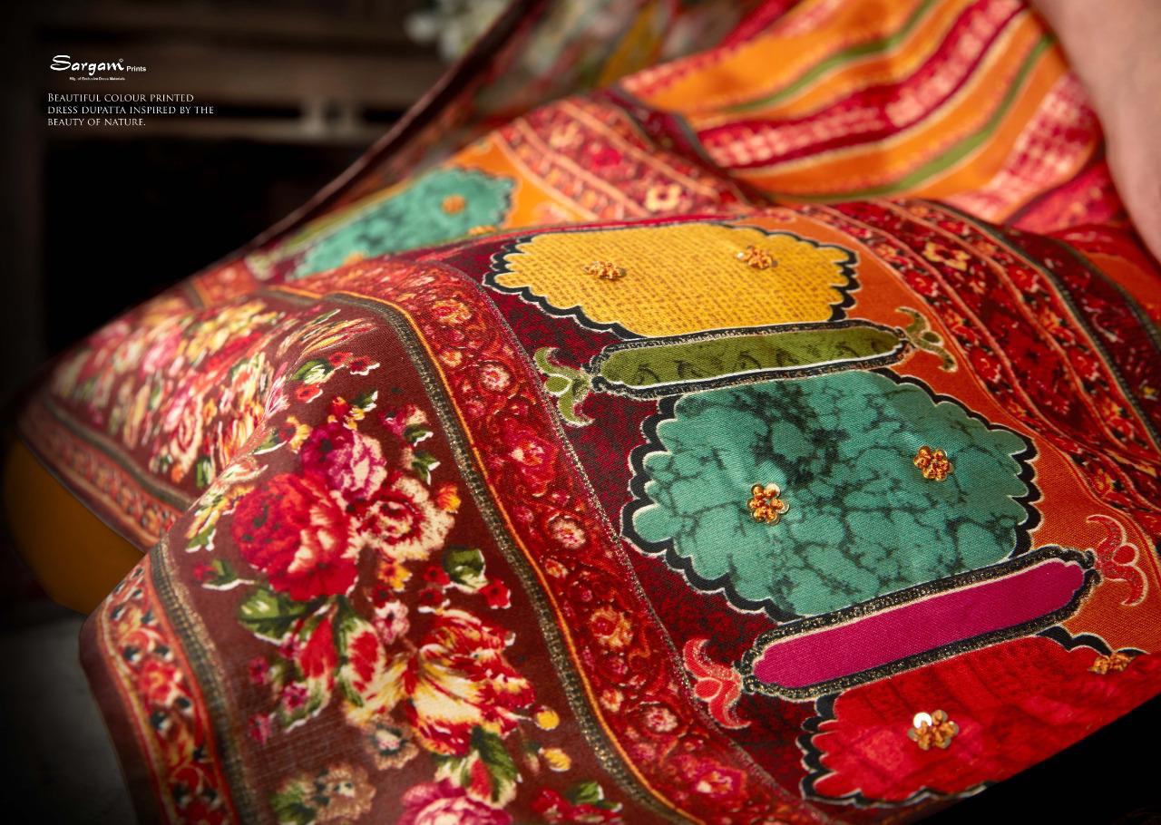 Sargam Jolly Pure Zam Designer Prints With Hand Work and Satin Dyed bottom with Pure Bemberg Print Dupatta Collections